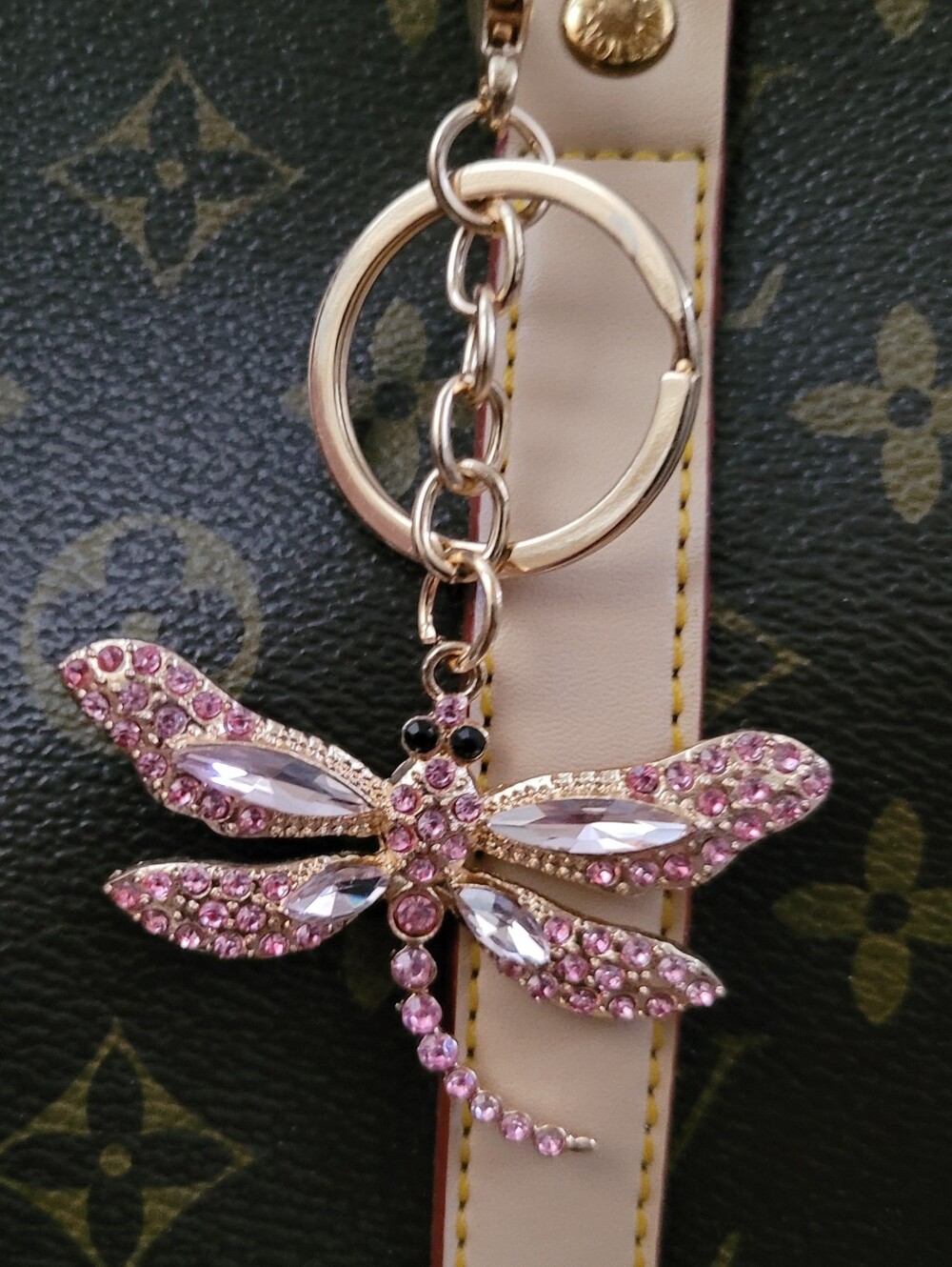 2/$20 Pink Dragonfly Crystal Rhinestone Keychain Bag Charm